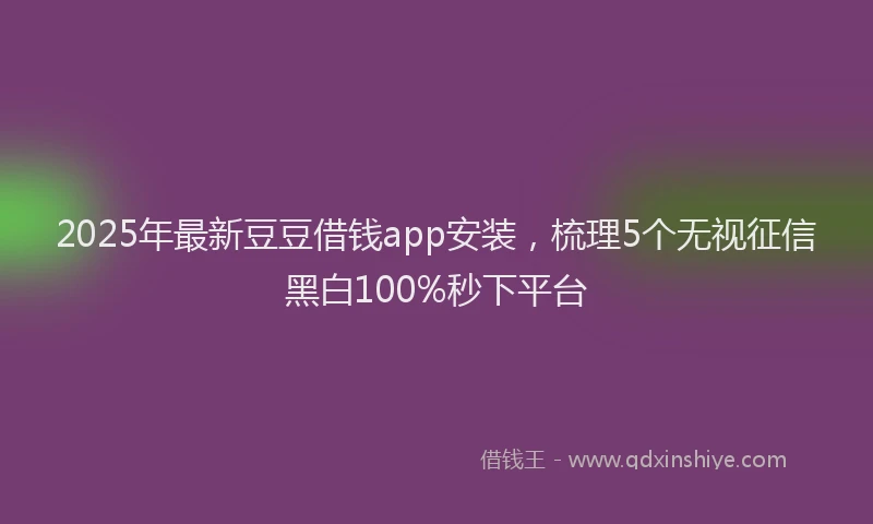2025年最新豆豆借钱app安装，梳理5个无视征信黑白100%秒下平台