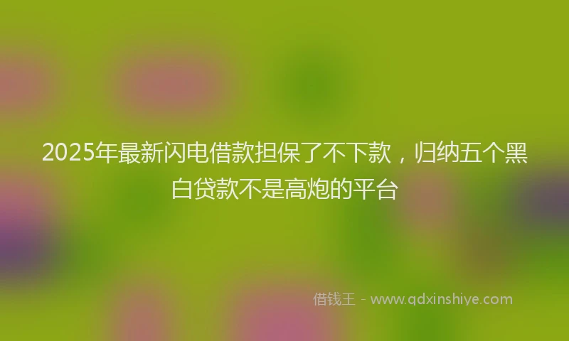 2025年最新闪电借款担保了不下款，归纳五个黑白贷款不是高炮的平台