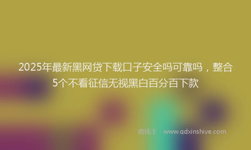 2025年最新黑网贷下载口子安全吗可靠吗，整合5个不看征信无视黑白百分百下款