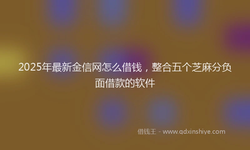 2025年最新金信网怎么借钱，整合五个芝麻分负面借款的软件