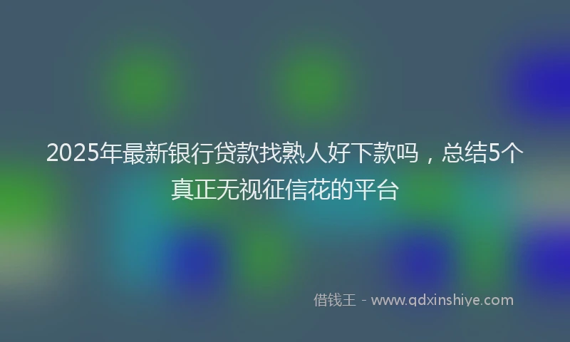 2025年最新银行贷款找熟人好下款吗，总结5个真正无视征信花的平台