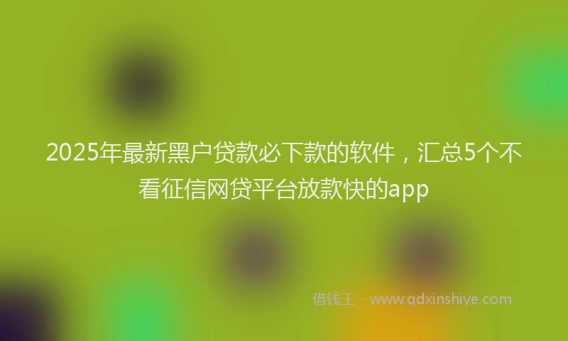 2025年最新黑户贷款必下款的软件，汇总5个不看征信网贷平台放款快的app