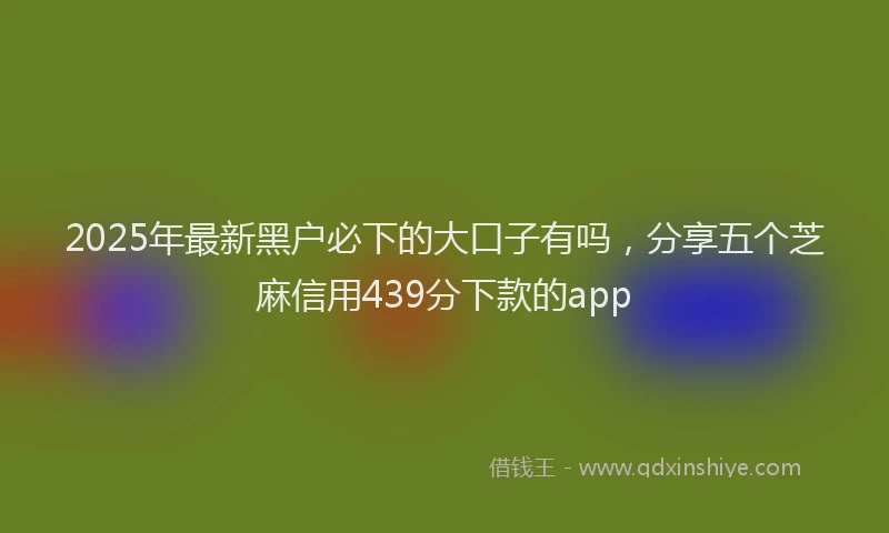 2025年最新黑户必下的大口子有吗，分享五个芝麻信用439分下款的app