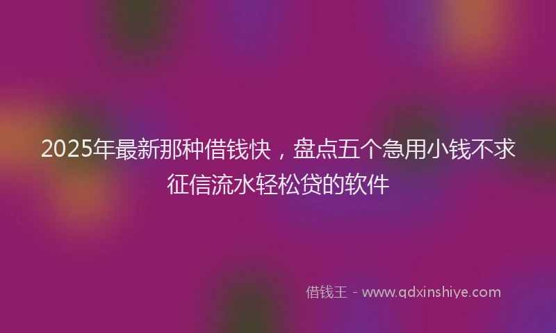 2025年最新那种借钱快，盘点五个急用小钱不求征信流水轻松贷的软件