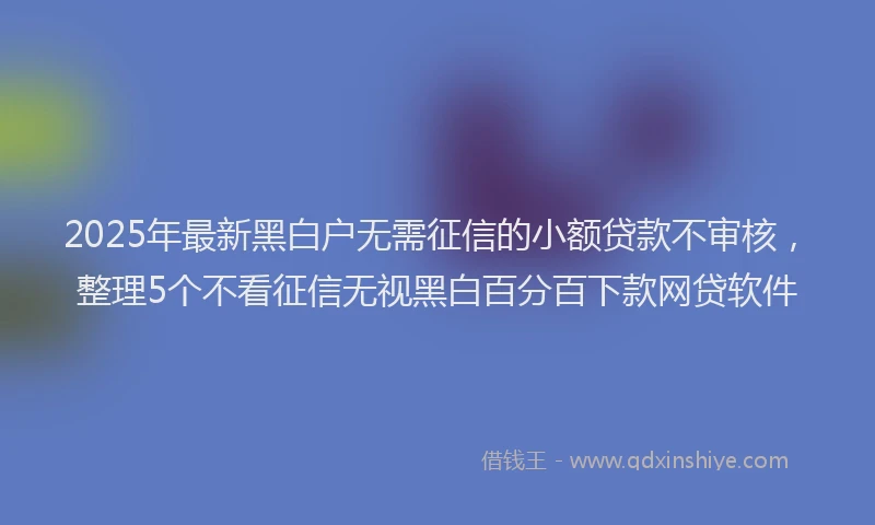 2025年最新黑白户无需征信的小额贷款不审核，整理5个不看征信无视黑白百分百下款网贷软件