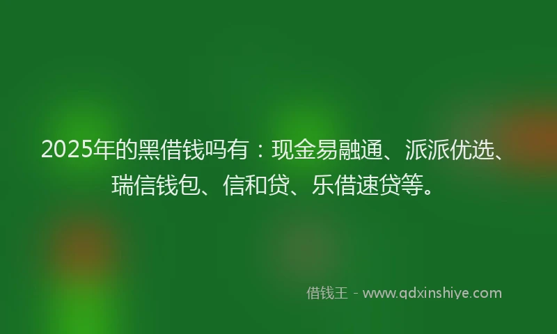 2025年的黑借钱吗有：现金易融通、派派优选、瑞信钱包、信和贷、乐借速贷等。