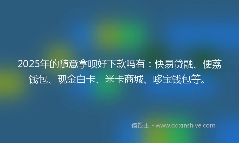 2025年的随意拿呗好下款吗有：快易贷融、便荔钱包、现金白卡、米卡商城、哆宝钱包等。