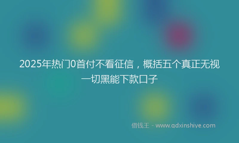 2025年热门0首付不看征信，概括五个真正无视一切黑能下款口子