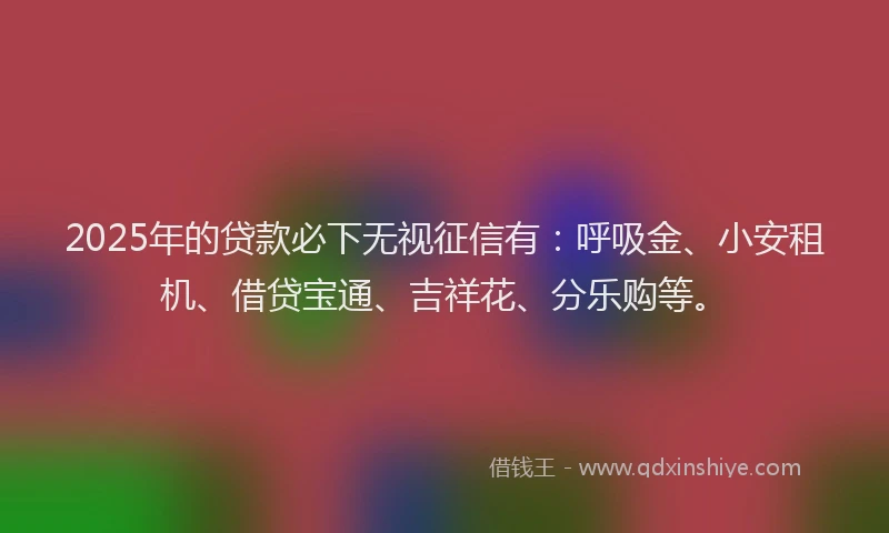 2025年的贷款必下无视征信有：呼吸金、小安租机、借贷宝通、吉祥花、分乐购等。