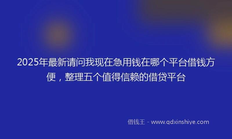 2025年最新请问我现在急用钱在哪个平台借钱方便，整理五个值得信赖的借贷平台