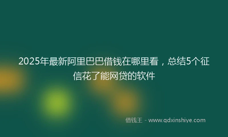 2025年最新阿里巴巴借钱在哪里看，总结5个征信花了能网贷的软件