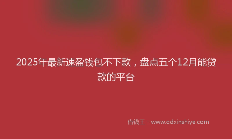2025年最新速盈钱包不下款，盘点五个12月能贷款的平台