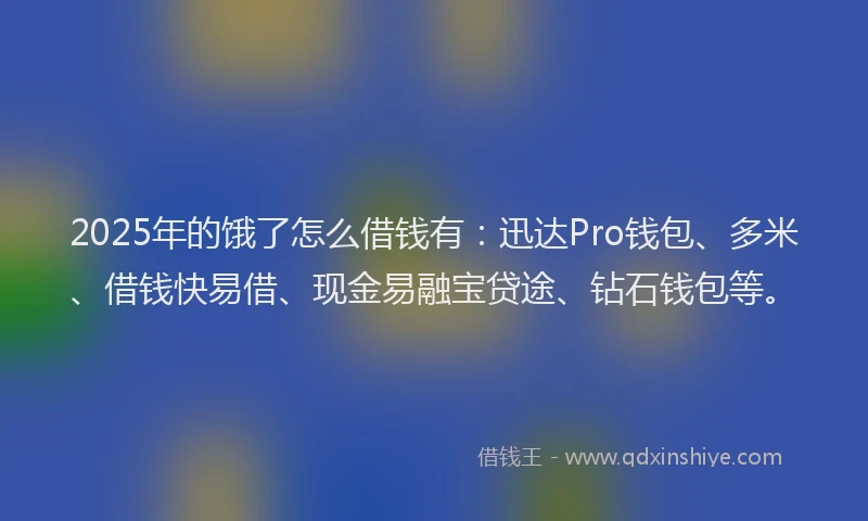 2025年的饿了怎么借钱有：迅达Pro钱包、多米、借钱快易借、现金易融宝贷途、钻石钱包等。