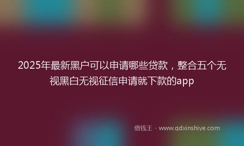 2025年最新黑户可以申请哪些贷款，整合五个无视黑白无视征信申请就下款的app