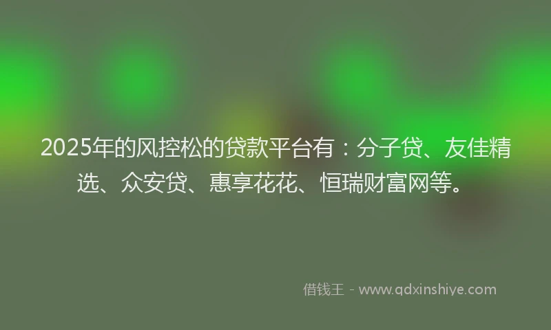 2025年的风控松的贷款平台有：分子贷、友佳精选、众安贷、惠享花花、恒瑞财富网等。