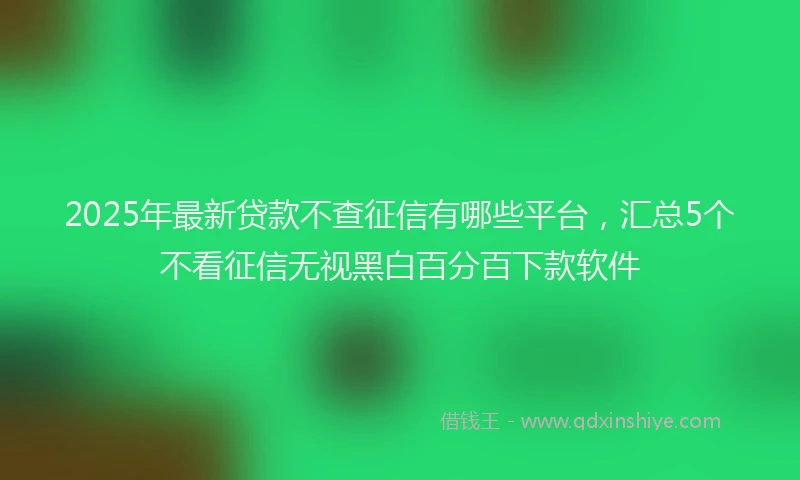 2025年最新贷款不查征信有哪些平台，汇总5个不看征信无视黑白百分百下款软件