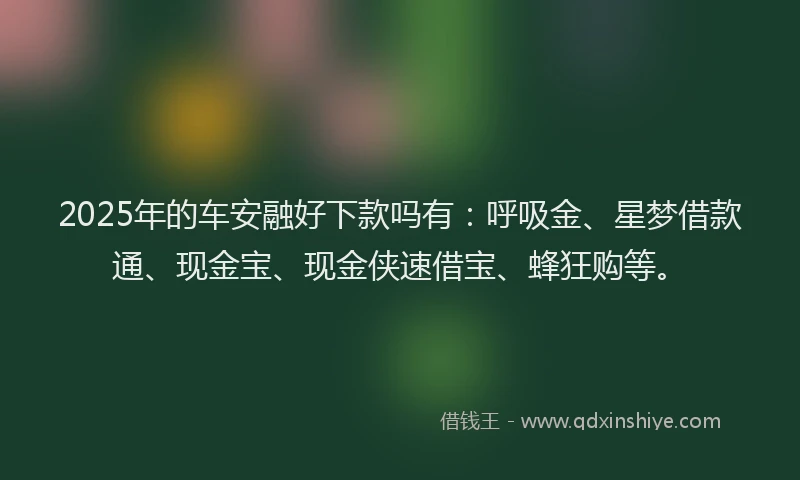2025年的车安融好下款吗有：呼吸金、星梦借款通、现金宝、现金侠速借宝、蜂狂购等。