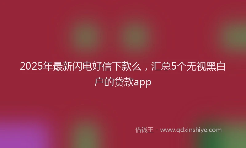 2025年最新闪电好信下款么，汇总5个无视黑白户的贷款app