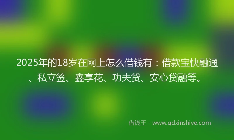 2025年的18岁在网上怎么借钱有：借款宝快融通、私立签、鑫享花、功夫贷、安心贷融等。
