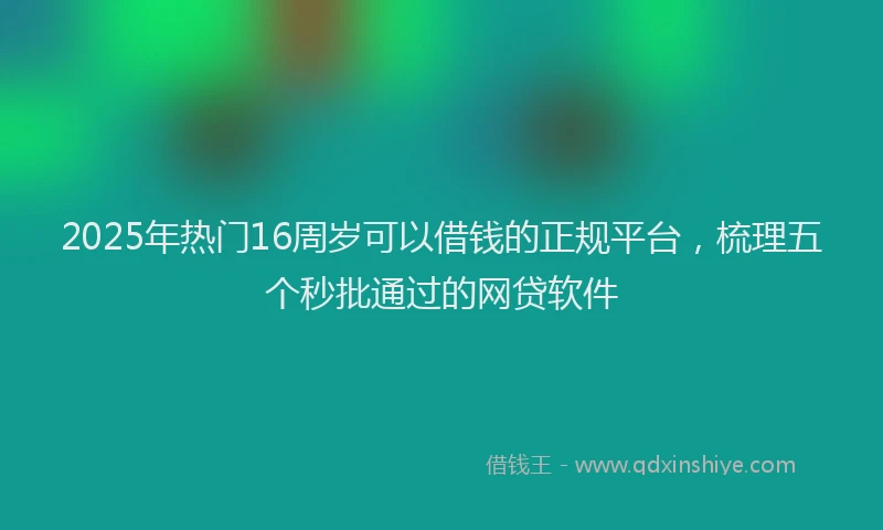 2025年热门16周岁可以借钱的正规平台，梳理五个秒批通过的网贷软件