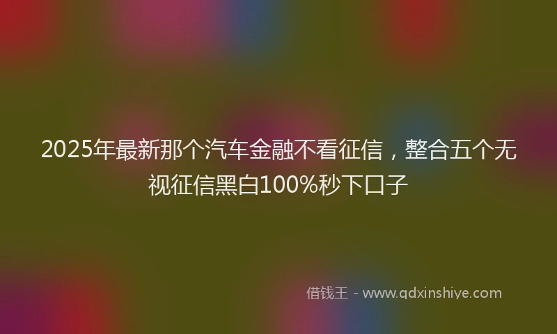 2025年最新那个汽车金融不看征信，整合五个无视征信黑白100%秒下口子