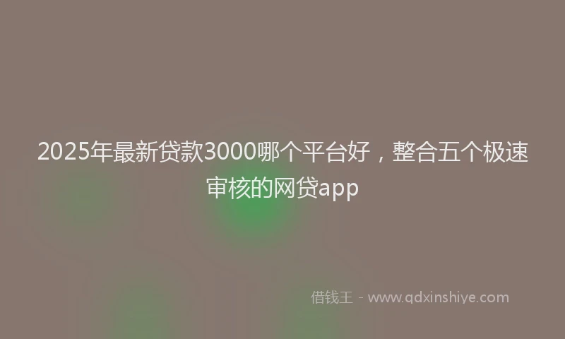 2025年最新贷款3000哪个平台好，整合五个极速审核的网贷app