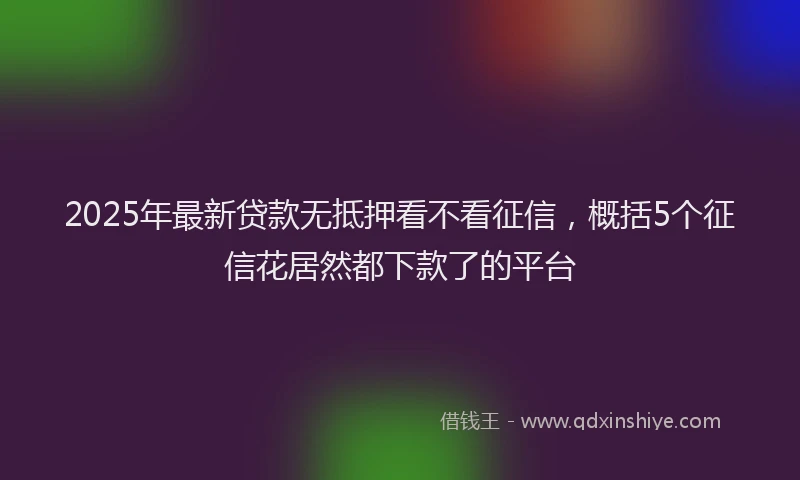 2025年最新贷款无抵押看不看征信，概括5个征信花居然都下款了的平台