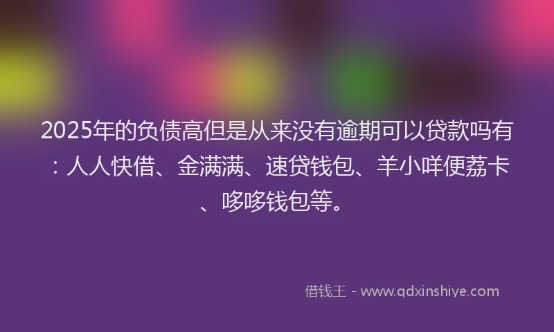 2025年的负债高但是从来没有逾期可以贷款吗有：人人快借、金满满、速贷钱包、羊小咩便荔卡、哆哆钱包等。
