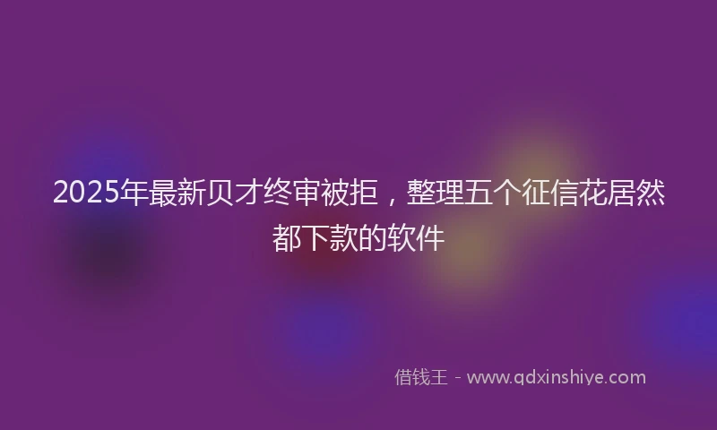 2025年最新贝才终审被拒，整理五个征信花居然都下款的软件