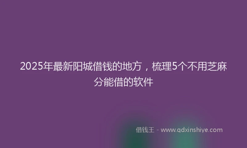 2025年最新阳城借钱的地方，梳理5个不用芝麻分能借的软件