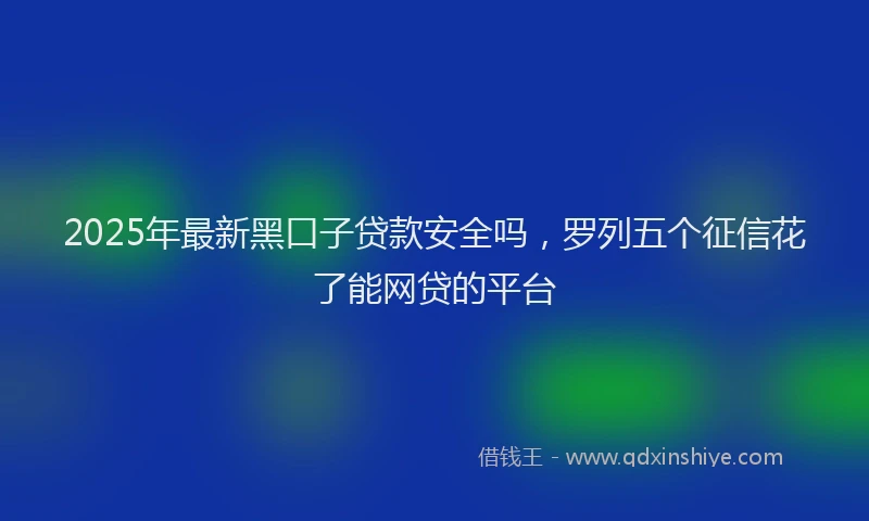 2025年最新黑口子贷款安全吗，罗列五个征信花了能网贷的平台