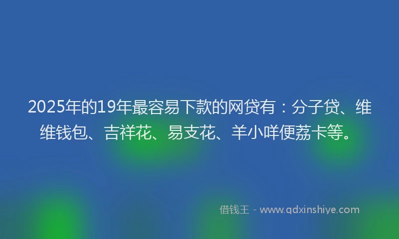 2025年的19年最容易下款的网贷有：分子贷、维维钱包、吉祥花、易支花、羊小咩便荔卡等。