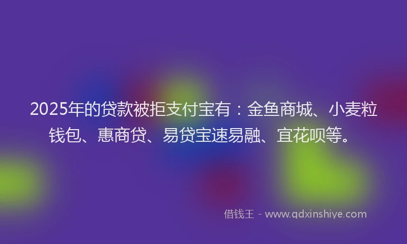 2025年的贷款被拒支付宝有：金鱼商城、小麦粒钱包、惠商贷、易贷宝速易融、宜花呗等。