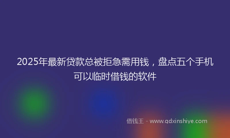 2025年最新贷款总被拒急需用钱，盘点五个手机可以临时借钱的软件