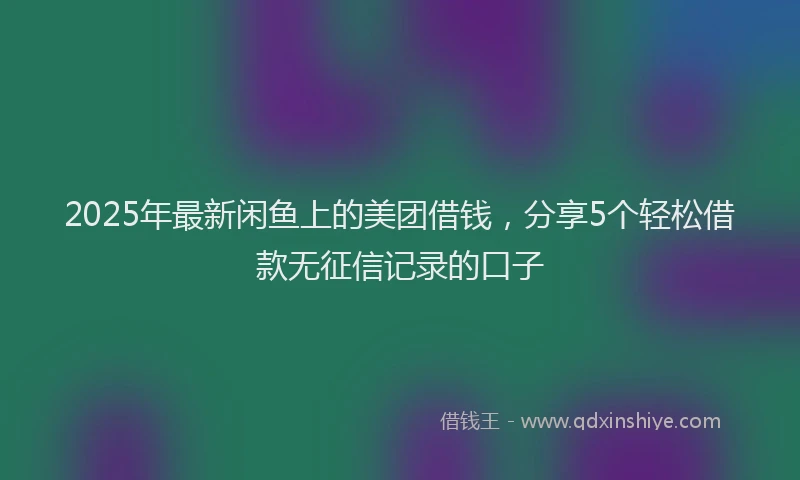 2025年最新闲鱼上的美团借钱，分享5个轻松借款无征信记录的口子