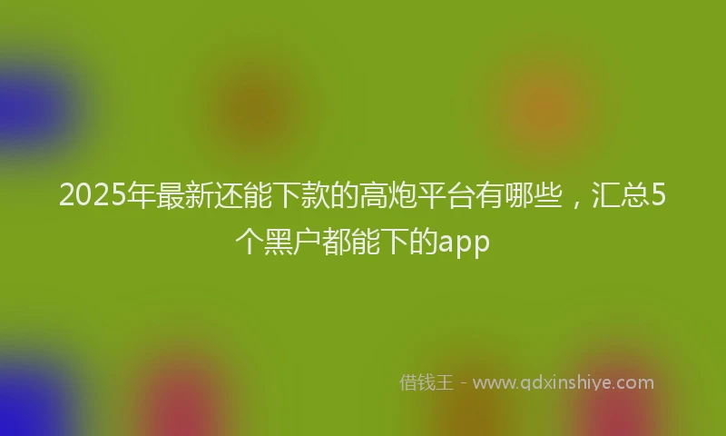 2025年最新还能下款的高炮平台有哪些，汇总5个黑户都能下的app