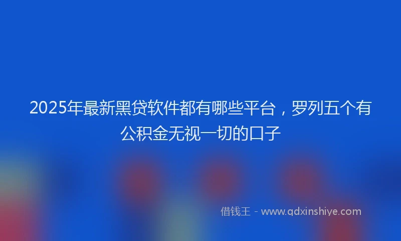 2025年最新黑贷软件都有哪些平台，罗列五个有公积金无视一切的口子