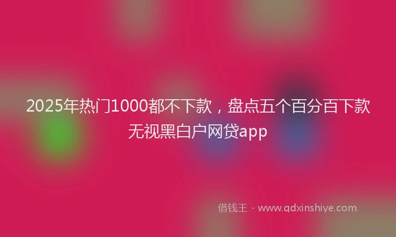 2025年热门1000都不下款，盘点五个百分百下款无视黑白户网贷app