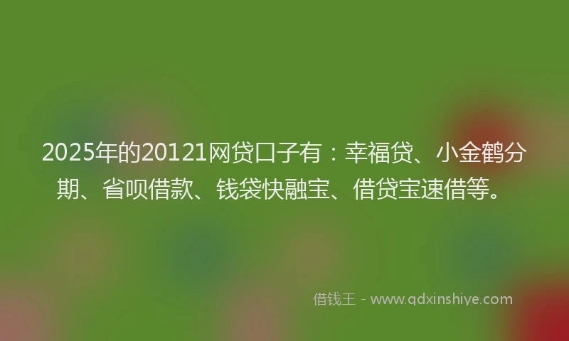 2025年的20121网贷口子有：幸福贷、小金鹤分期、省呗借款、钱袋快融宝、借贷宝速借等。