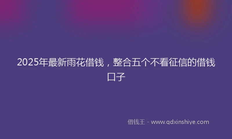 2025年最新雨花借钱，整合五个不看征信的借钱口子