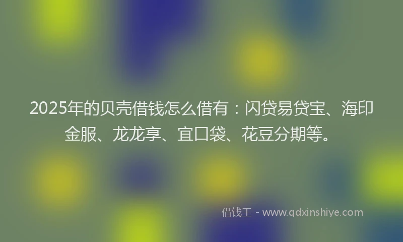 2025年的贝壳借钱怎么借有：闪贷易贷宝、海印金服、龙龙享、宜口袋、花豆分期等。