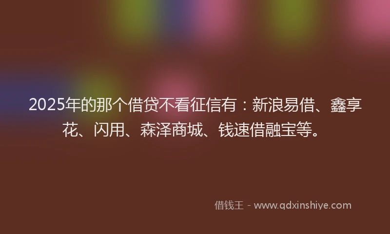 2025年的那个借贷不看征信有：新浪易借、鑫享花、闪用、森泽商城、钱速借融宝等。