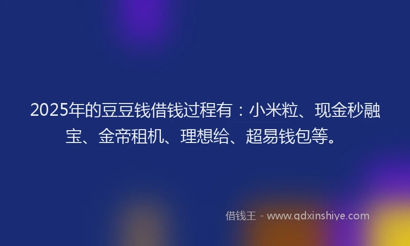 2025年的豆豆钱借钱过程有：小米粒、现金秒融宝、金帝租机、理想给、超易钱包等。
