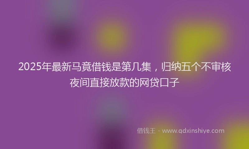 2025年最新马竟借钱是第几集，归纳五个不审核夜间直接放款的网贷口子