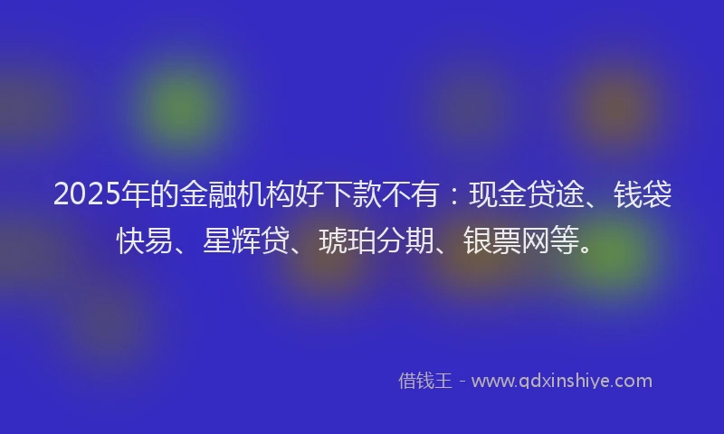 2025年的金融机构好下款不有：现金贷途、钱袋快易、星辉贷、琥珀分期、银票网等。