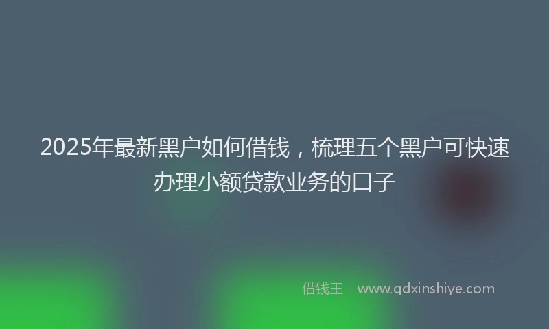 2025年最新黑户如何借钱，梳理五个黑户可快速办理小额贷款业务的口子