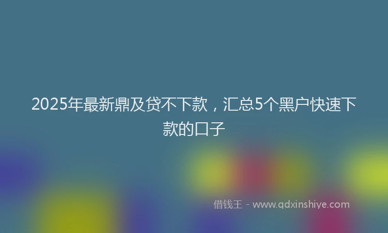 2025年最新鼎及贷不下款，汇总5个黑户快速下款的口子