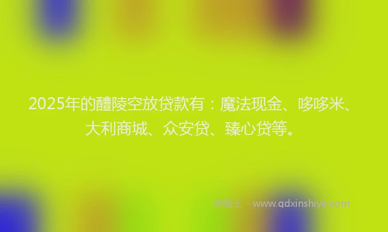 2025年的醴陵空放贷款有：魔法现金、哆哆米、大利商城、众安贷、臻心贷等。