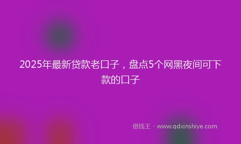 2025年最新贷款老口子，盘点5个网黑夜间可下款的口子