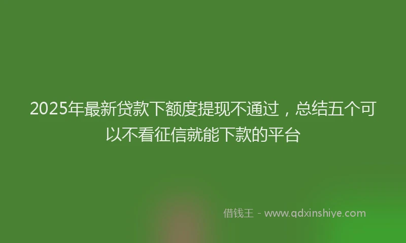 2025年最新贷款下额度提现不通过，总结五个可以不看征信就能下款的平台